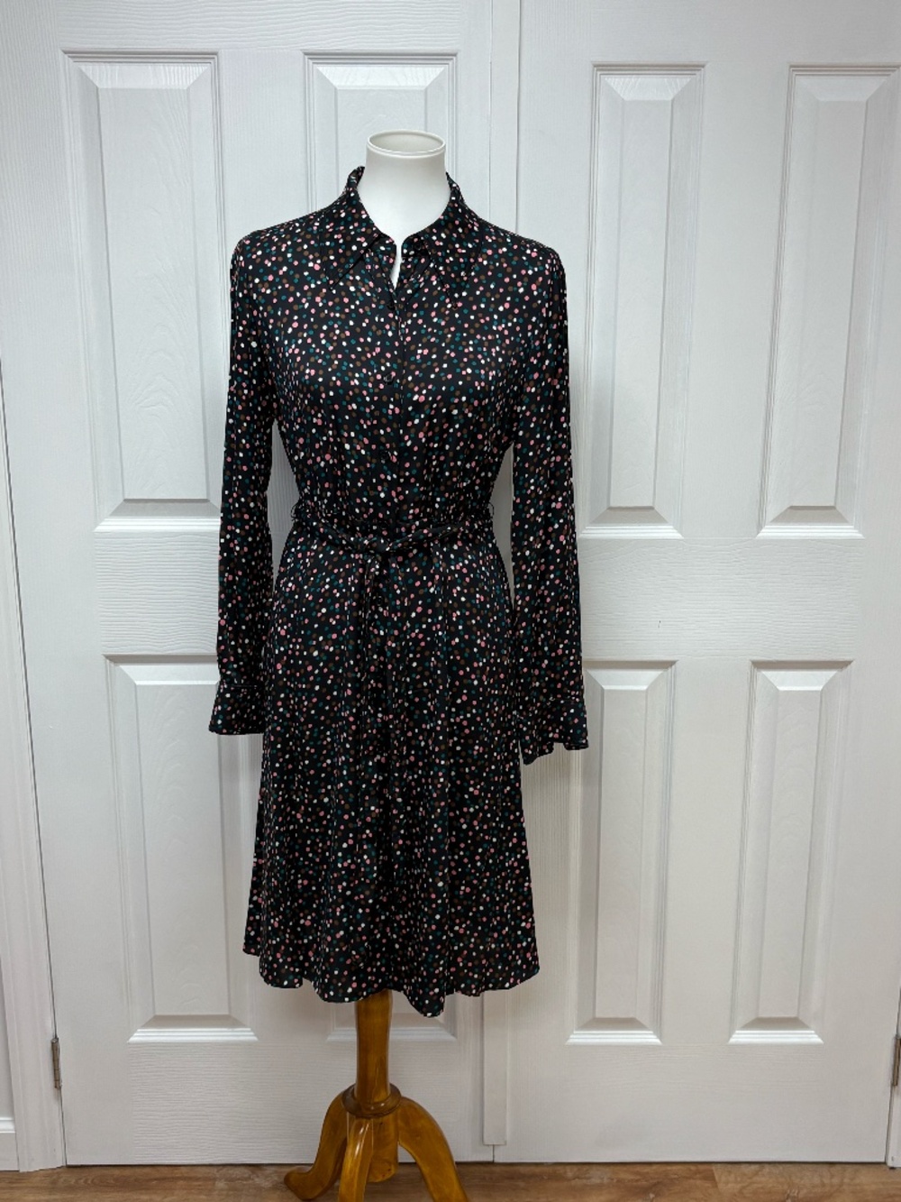 Diane Von Furstenberg Dory Confetti Dots Black Silk Skirt Dress - Size S.